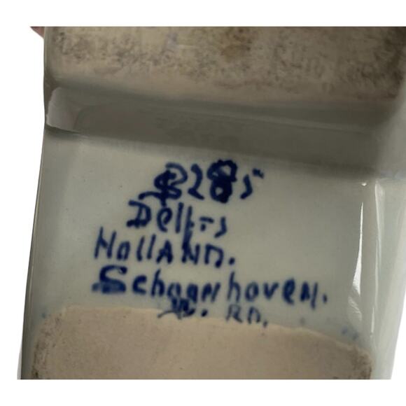 Vintage Delfts Holland Schoonhoven Delft Blue Floral Shoe Clog - Picture 7 of 7